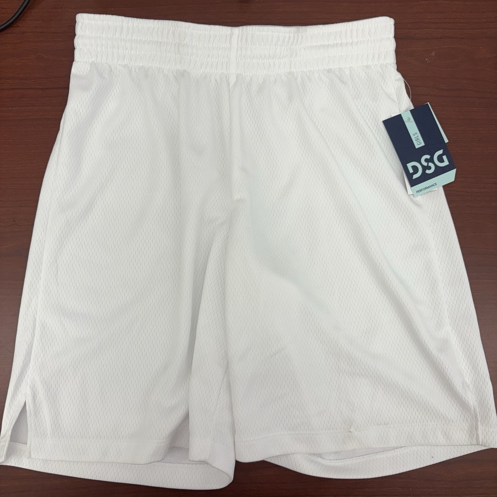 DSG Girls Small 8" Training Mesh Pocketless Shorts Loose Fit Pure White New